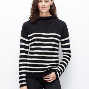 Ann Taylor XL Striped Funnel Neck Cashmere Sweater